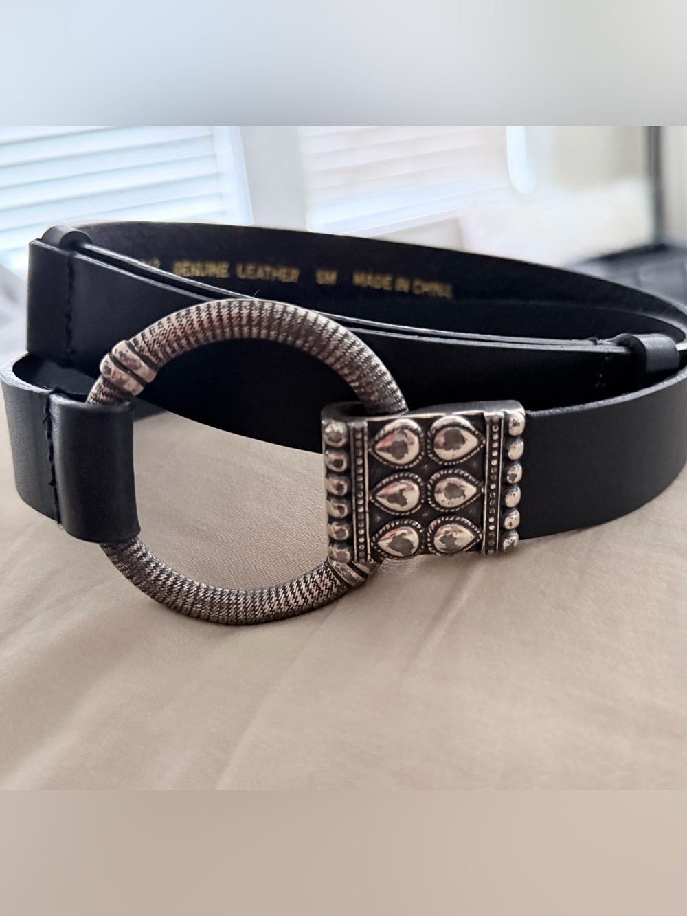 vintage Chico's black leather adjustable boho belt